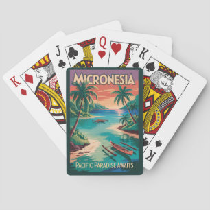 Micronesia Boats Illustration Travel Art Vintage Playing Cards