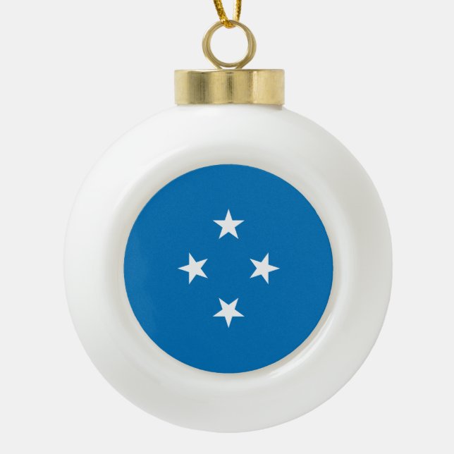 Micronesia Flag Ceramic Ball Christmas Ornament (Front)