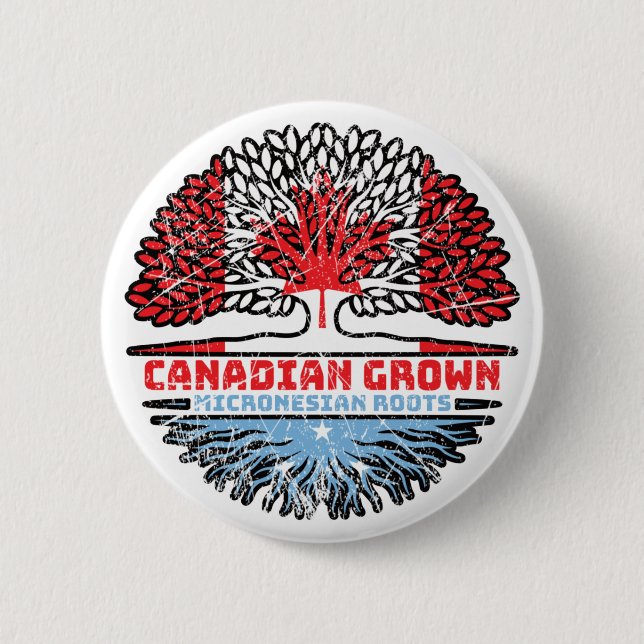 Micronesia Micronesian Canadian Canada Tree Roots 2 Inch Round Button (Front)