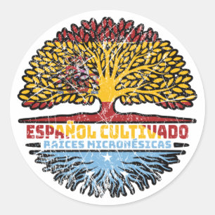 Micronesia Micronesian Spain Spanish Tree Roots Classic Round Sticker