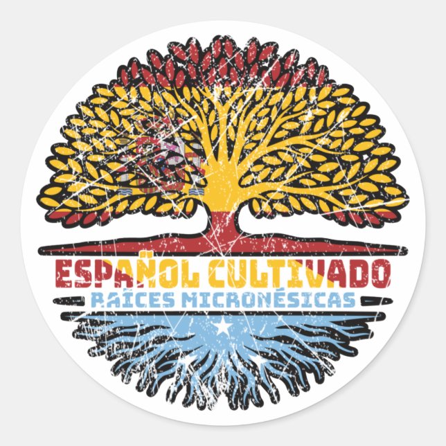 Micronesia Micronesian Spain Spanish Tree Roots Classic Round Sticker (Front)