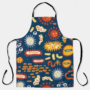 Microorganisms Dark Blue: Biology Pattern Apron