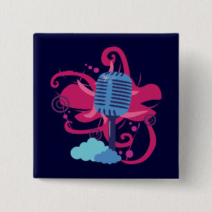Microphone Art Explosion 2 Inch Square Button