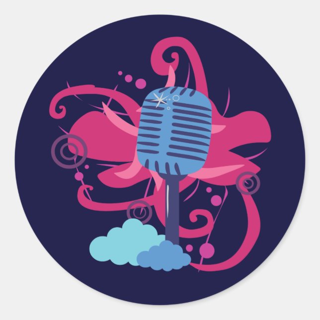 Microphone Art Explosion Classic Round Sticker (Front)