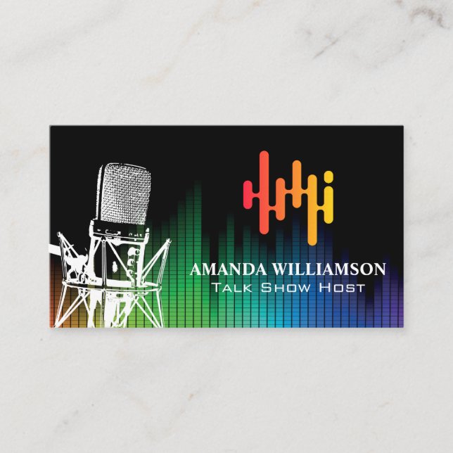 Microphone | Colourful Digital Equalizer Business Card (Front)