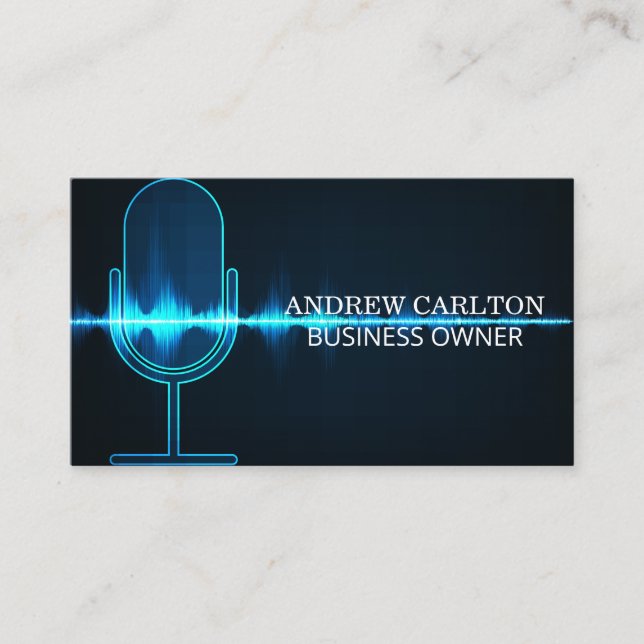 Microphone | Digital Sound Wave Business Card (Front)