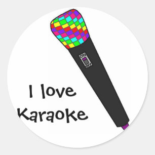 microphone disco classic round sticker