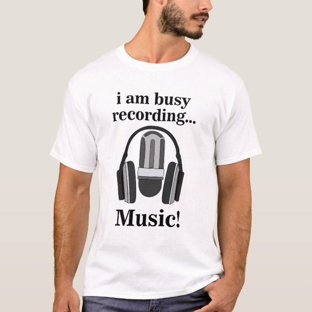 Microphone Headphone Recording Music T-Shirt (Front)