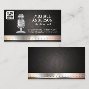 Microphone Metal Trim QR Code Business Card
