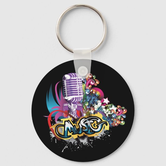Microphone ~ Mike Audio Sing Singing Music Keychain (Front)