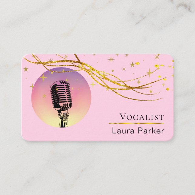 Microphone Music Vocalist Voice Over Artist Business Card (Front)