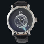 Microphone Personalized Monogram Singer's Watch<br><div class="desc">Personalized cool gift for singers,  vocalists.  For you to personalize/customize with recepient's initials/name,  choose ideal font,  font colour or delete it if not needed.  Available in many different styles & colours.</div>
