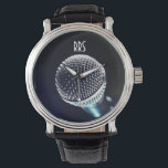 Microphone Personalized Monogram Singer's Watch<br><div class="desc">Personalized cool gift for singers,  vocalists.  For you to personalize/customize with recepient's initials/name,  choose ideal font,  font colour or delete it if not needed.  Available in many different styles & colours.</div>