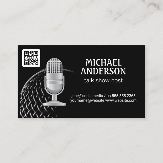 Microphone | Podcast Host | QR Code Business Card (Front)