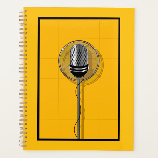 Microphone Rétro sur Fond Jaune Gras (Devant)