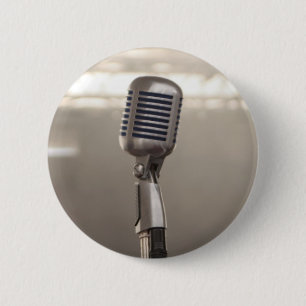 Microphone rock and roll 2 inch round button