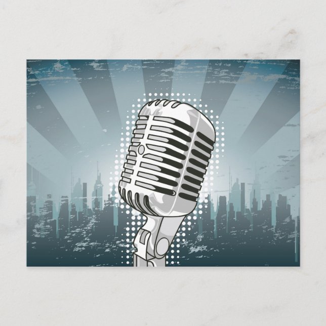 Microphone Rock and Roll Postcard (Front)