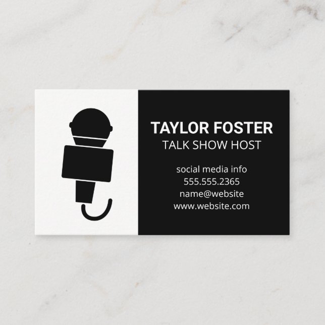 Microphone Singer | Talk Show Host Business Card (Front)