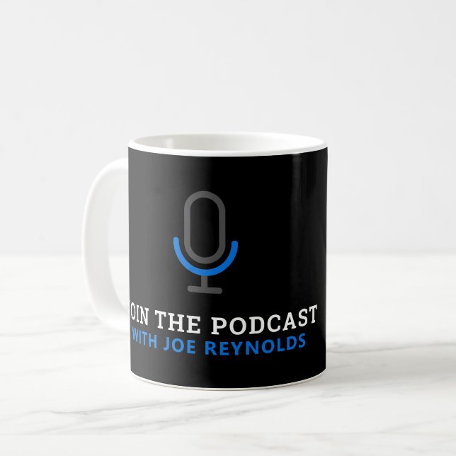 Microphone Symbol, Podcaster, Podcast Advertising Coffee Mug (Front Left)