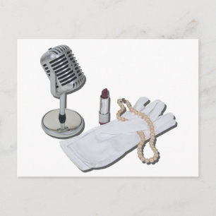 MicrophoneWhiteGlovesPearlsLipstick082611 Postcard