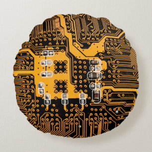 Microschema texture illustrationchip,micro,backgro round pillow