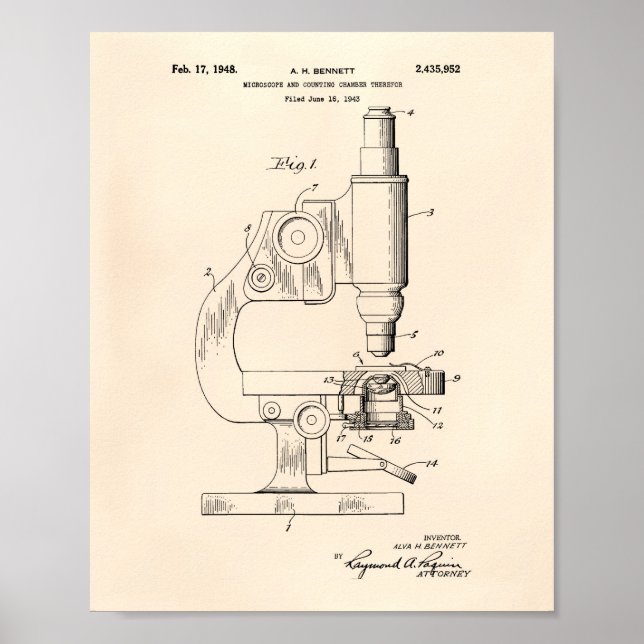 Microscope 1948 Patent Art Old Peper Poster (Front)