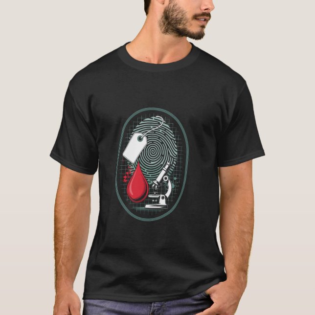 Microscope Blood Fingerprint Detective T-Shirt (Front)