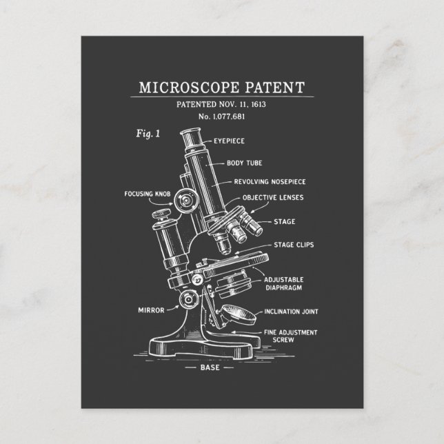 Microscope Blueprint patent Postcard (Front)