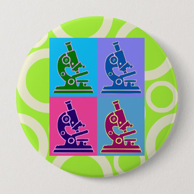 Microscope Pop Art 4 Inch Round Button (Front)