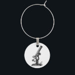 Microscope Vintage Science Wine Charm<br><div class="desc">This great image of an old microscope with diagram numbers is part of a fun series of vintage science wine glass charms.</div>