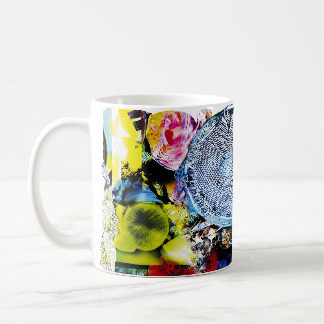Microscopic Marine Art: Blue Thalassiosira Mug (Left)