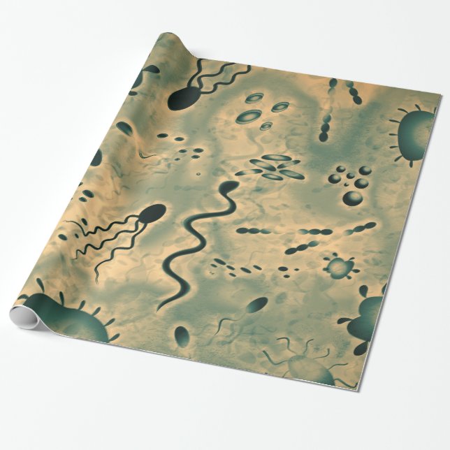 Microscopic Microbes Wrapping Paper (Unrolled)