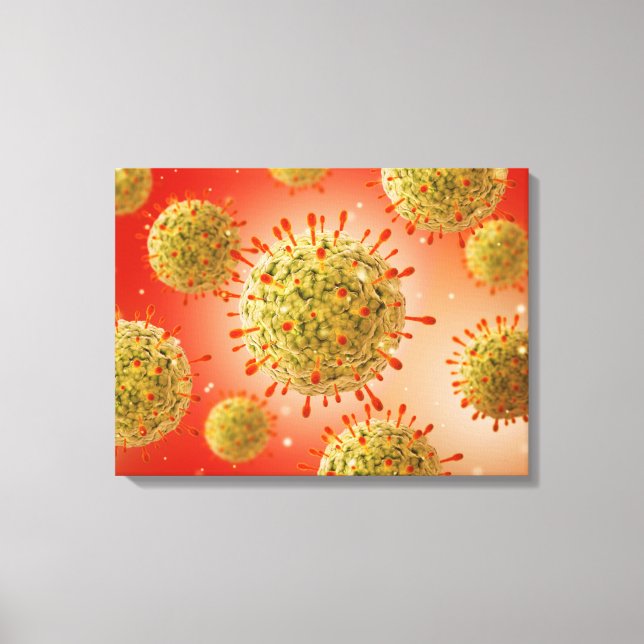 Microscopic View Of Herpes Virus 1 Canvas Print (Front)