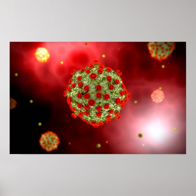 Microscopic View Of HIV Virus 2 Poster (Front)