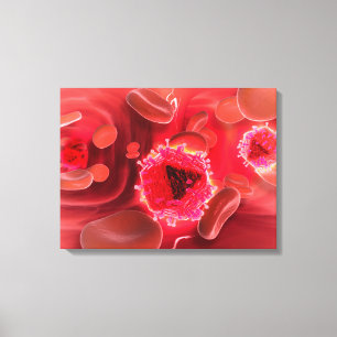 Microscopic View Of HIV Virus Inside The Lungs Canvas Print