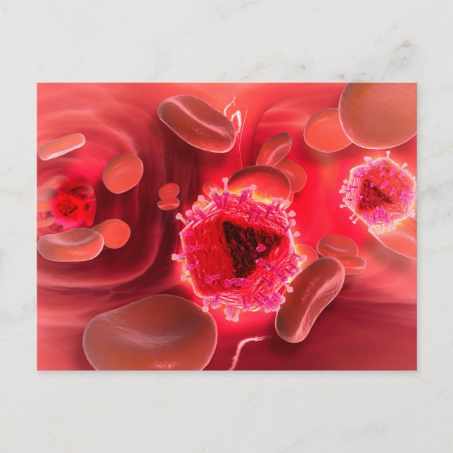 Microscopic View Of HIV Virus Inside The Lungs Postcard (Front)