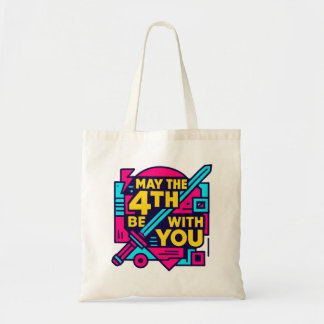 Microstock Metadata Title: Retro Neon May the 4th Tote Bag