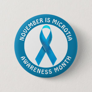 Microtia Blue Awareness Month Ribbon 2 Inch Round Button