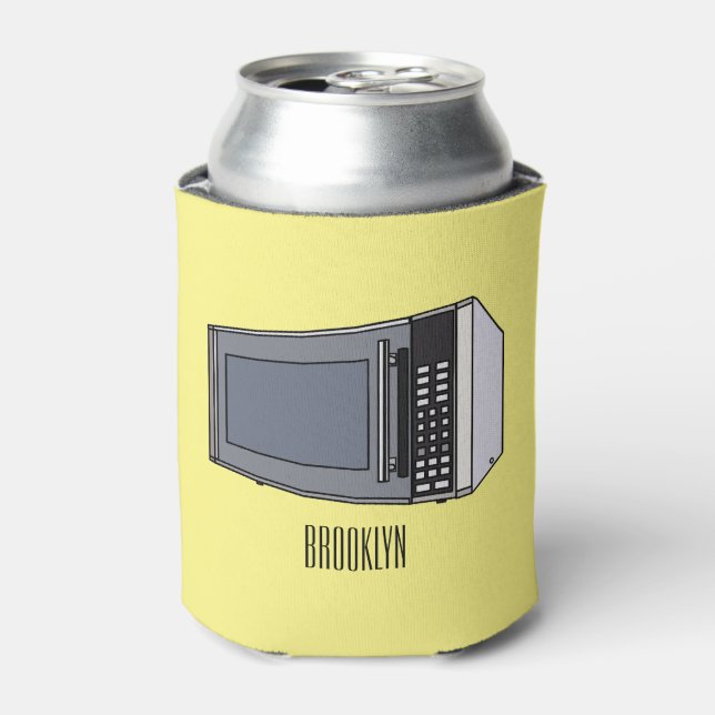 Microwave cartoon illustration can cooler (Can Front)