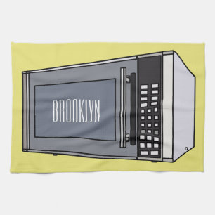 Microwave cartoon illustration kitchen towel