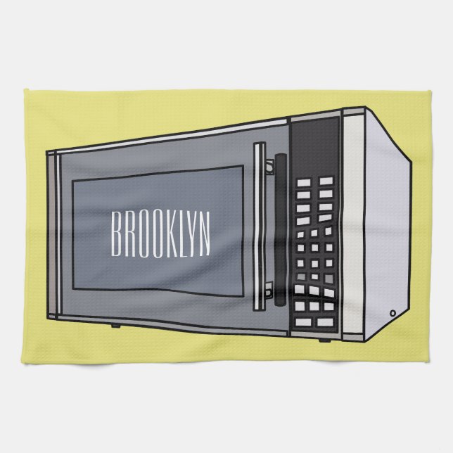 Microwave cartoon illustration kitchen towel (Horizontal)