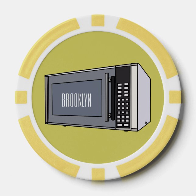Microwave cartoon illustration poker chips (Front)