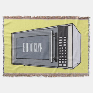 Microwave cartoon illustration throw blanket