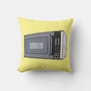 Microwave cartoon illustration throw pillow