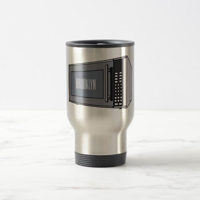 Microwave cartoon illustration travel mug (Center)