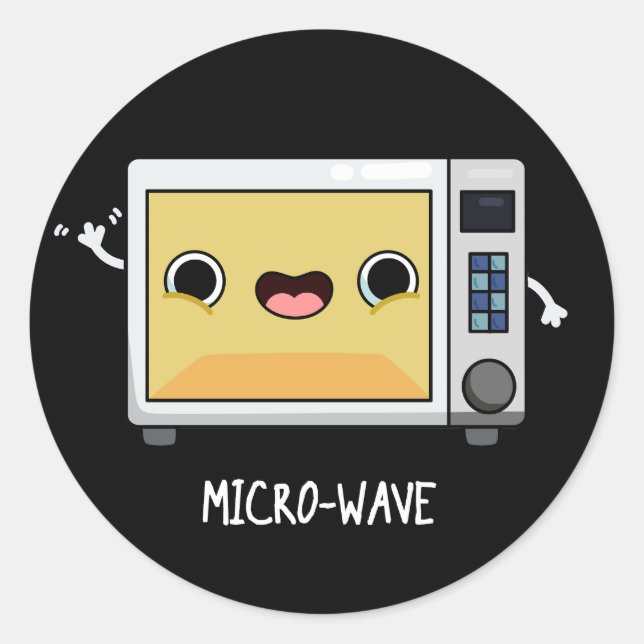 Microwave Funny Pun Dark BG Classic Round Sticker (Front)
