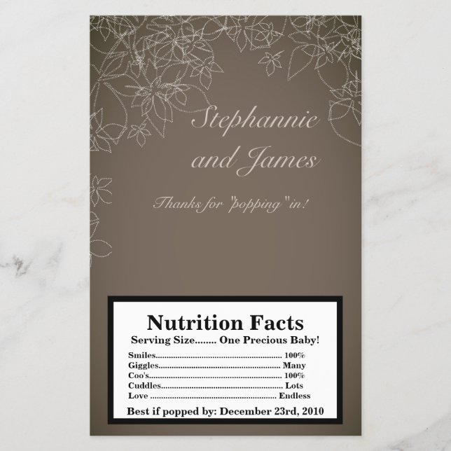 Microwave Popcorn Wrapper Autumn Floral Fall Gray (Front)