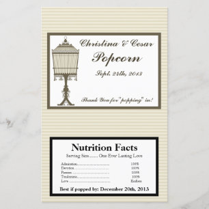 Microwave Popcorn Wrapper Birdcage/Grey Stripes ca