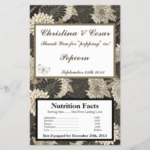 Microwave Popcorn Wrapper Black Cream Daisies/Carn