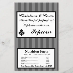 Microwave Popcorn Wrapper Black Grey Flourish Stri
